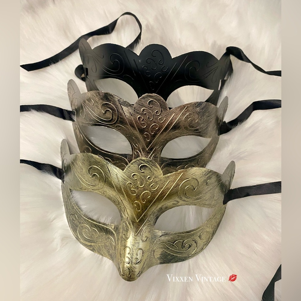 METALLIC VENETIAN MASQUERADE EYE MASK BUNDLE LOT OF 3